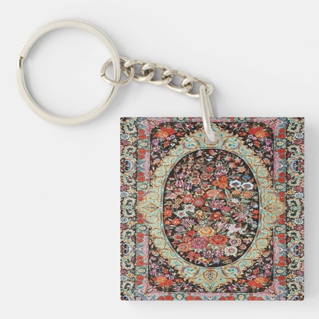 Llavero Patrón de flor floral persa de los años 60 (Frente)