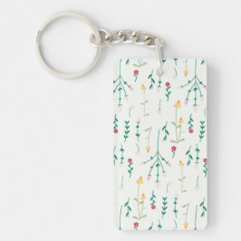 Llavero Patrón de flor Primavera Floral Acrílico