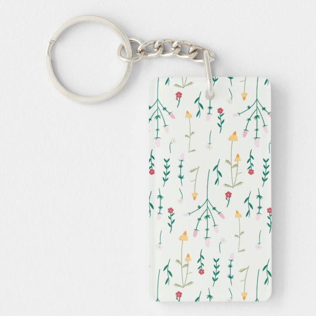 Llavero Patrón de flor Primavera Floral Acrílico (Frente)