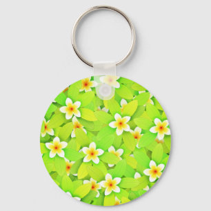 Llavero Patrón de flores amarillas de hojas verdes florale