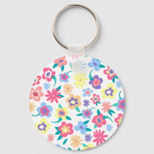 Llavero Patrón de flores de primavera coloridas lindas