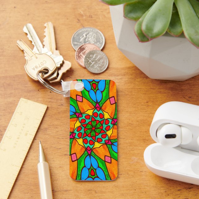 Llavero Patrón de flores estéticas (Escritorio )