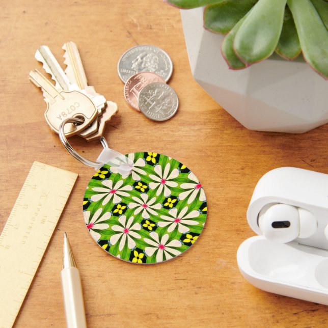 Llavero Patrón de flores estéticas (Escritorio )