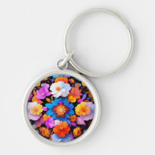 Llavero Patrón de flores multicolores-68577