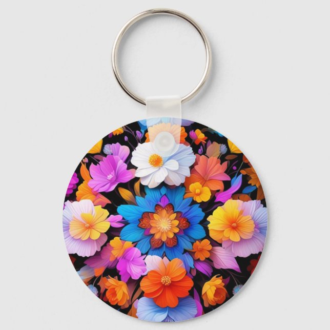 Llavero Patrón de flores multicolores-68577 (Anverso)