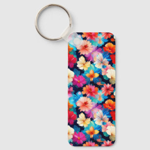 Llavero Patrón de flores multicolores florales-37566