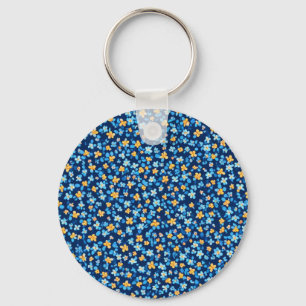 Llavero Patrón de flores pequeñas azules