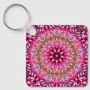 Llavero Patrón de flores rosadas de Mandala geométrica-675