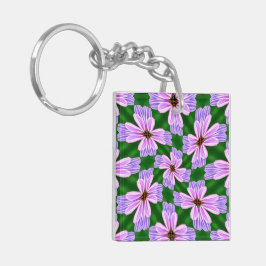 Llavero Patrón de flores rosadas espumosas