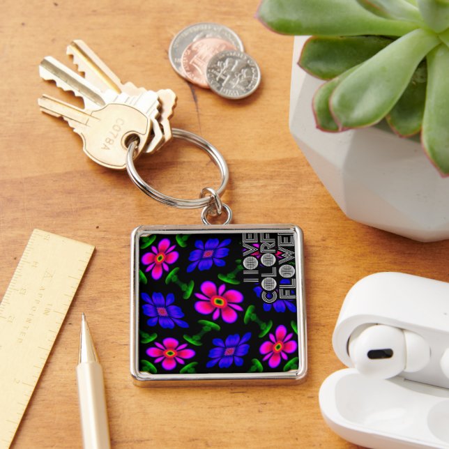 Llavero Patrón de flores rosas adorables (Escritorio )