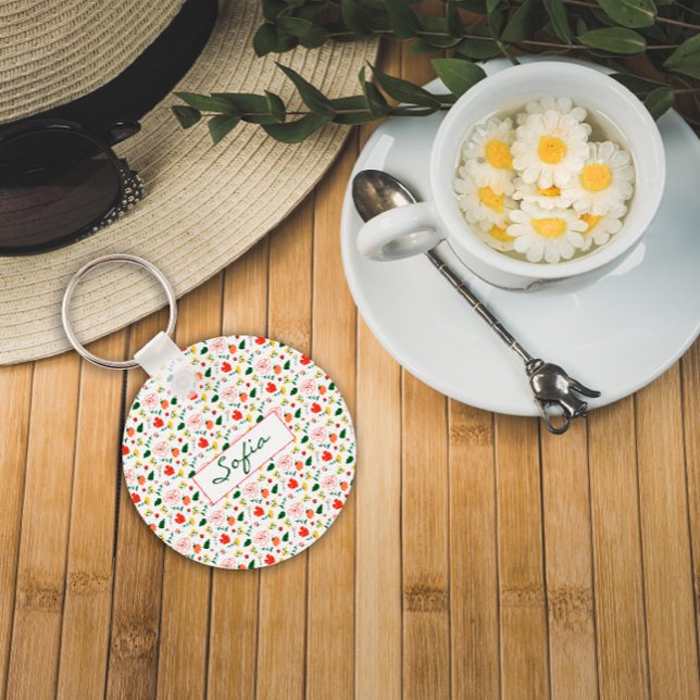 Llavero Patrón de flores silvestres rojas y amarillas (Subido por el creador)