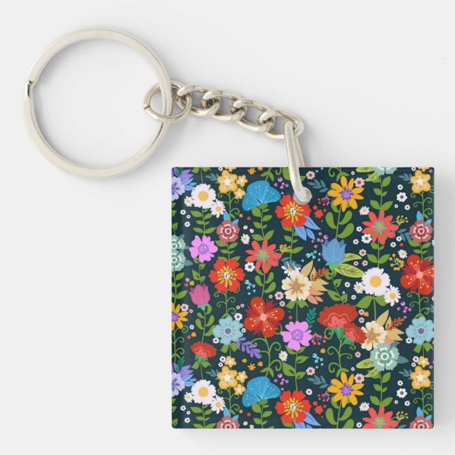 Llavero Patrón de flores sin soldadura Ditsy-13554 (Frente)