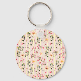 Llavero Patrón de franja floral rosa suave