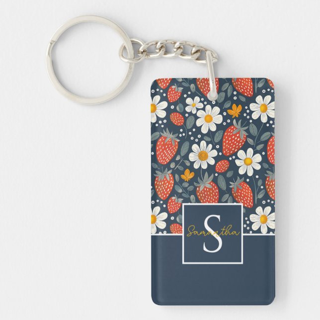 Llavero Patrón de fresa de Personalizado suave (Frente)