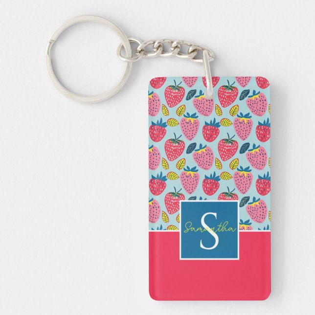 Llavero Patrón de fresa de Personalizado suave (Frente)
