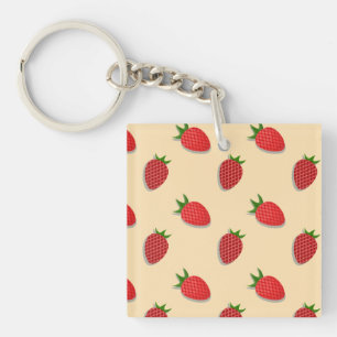 Llavero Patrón de fresa para fruta de verano buenas vibras