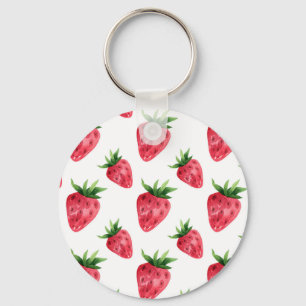 Llavero Patrón de Fresas Rojas