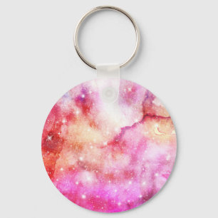 Llavero Patrón de galaxia rosa y rojo