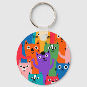 Llavero Patrón de gatos coloridos