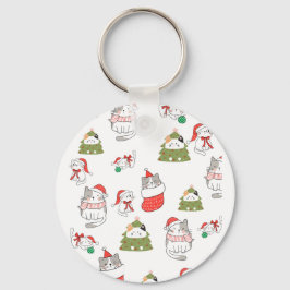 Llavero Patrón de gatos de Navidad lindos – Diseño festivo