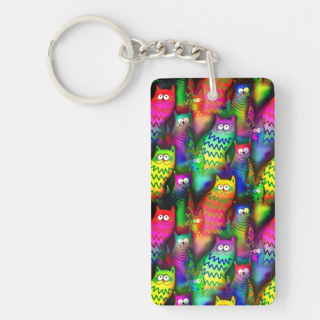 Llavero Patrón de gatos divertidos-54578 (Frente)