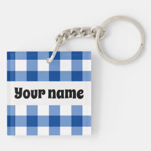 Llavero Patrón de gingham azul