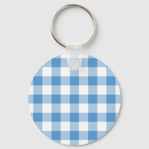 Llavero Patrón de Gingham blanco y azul claro