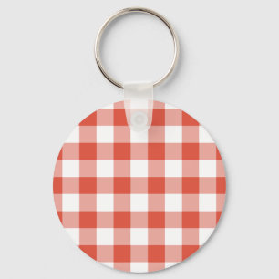 Llavero Patrón de Gingham blanco y Naranja