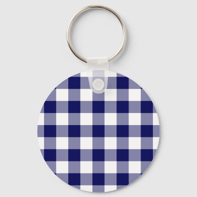 Llavero Patrón de Gingham blanco y naval (Anverso)