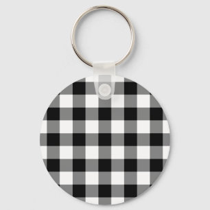 Llavero Patrón de Gingham blanco y negro
