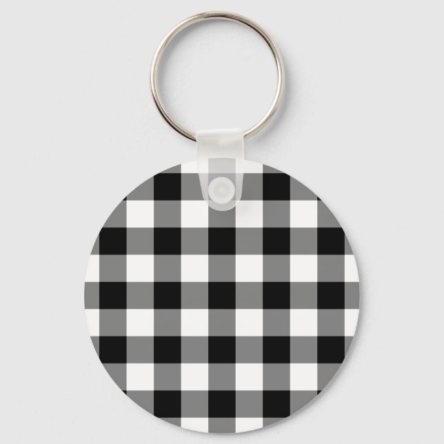 Llavero Patrón de Gingham blanco y negro (Anverso)