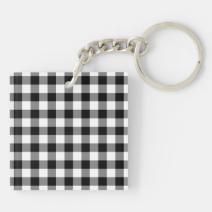 Llavero Patrón de Gingham blanco y negro