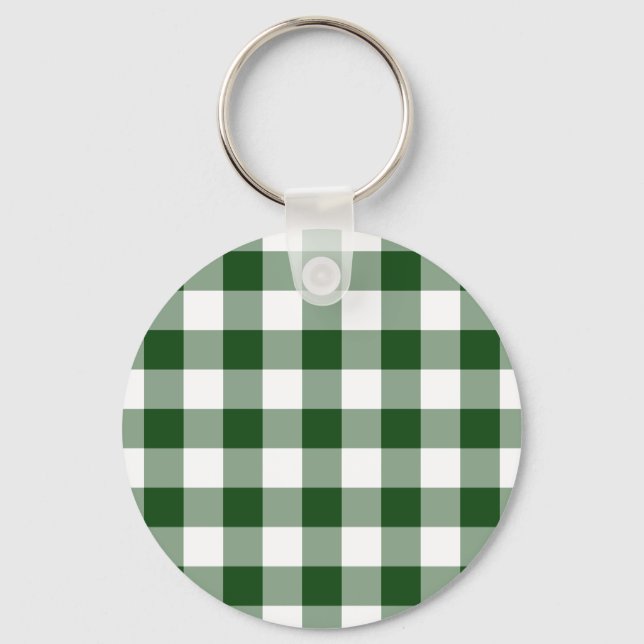 Llavero Patrón de Gingham verde y blanco (Anverso)