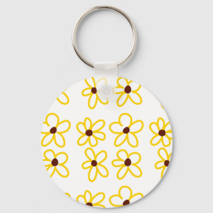 Llavero Patrón de girasol amarillo marrón flor floral boho