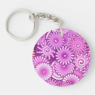 Llavero Patrón de giro fractal, tonos ciruela y violeta