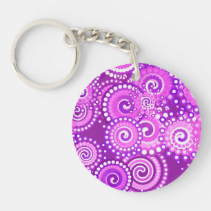 Llavero Patrón de giro fractal, tonos púrpura