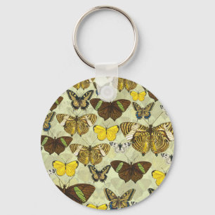 Llavero Patrón de gráfico de polillas de mariposa vintage