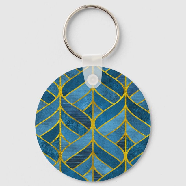 Llavero Patrón de grifo azul dorado (Anverso)