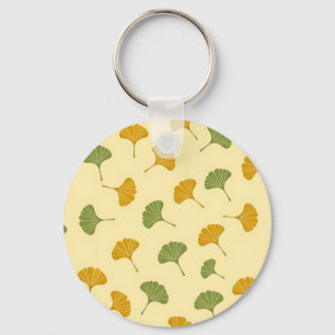 Llavero Patrón de hoja de Ginkgo Biloba dorado terroso