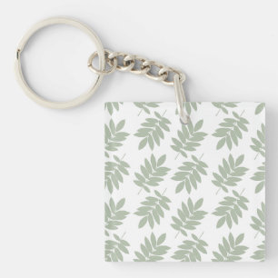 Llavero Patrón de hoja de saúco verde+blanco bidireccional