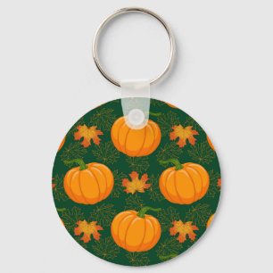 Llavero Patrón de hojas otoñales de calabaza naranja