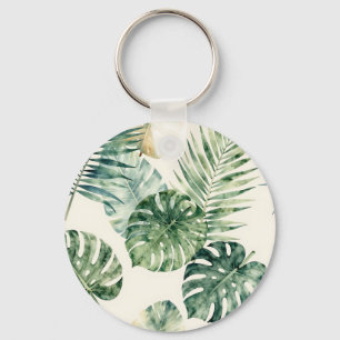 Llavero Patrón de hojas tropicales de acuarela Monstera Pa