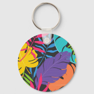 Llavero Patrón de hojas tropicales exóticas coloridas-2319