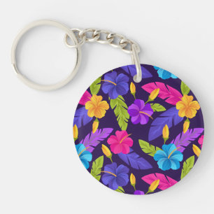 Llavero Patrón de hojas y flores tropicales-23857