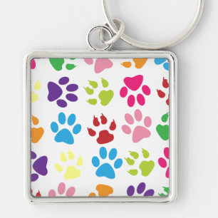Llavero Patrón de huellas de patas coloridas