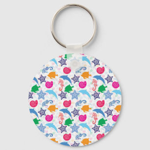 Llavero Patrón de Ilustracion de animales marinos colorido