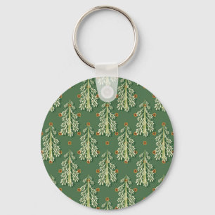 Llavero Patrón de Ilustracion de árboles de Navidad vintag