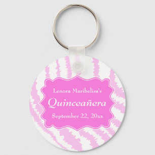 Llavero Patrón de impresión de cebra rosa Quinceanera
