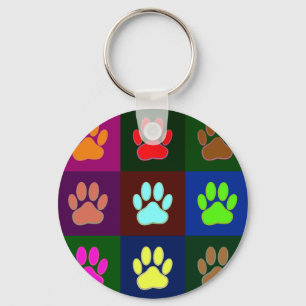 Llavero Patrón de impresión de hojas de perro multicolores