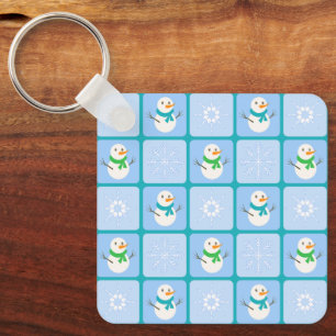 Llavero Patrón de invierno de snowman y copos de nieve